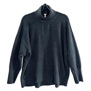 FREE PEOPLE Women Turtleneck Oversized Long Sleeve Sweater Sz XS Black 55-7